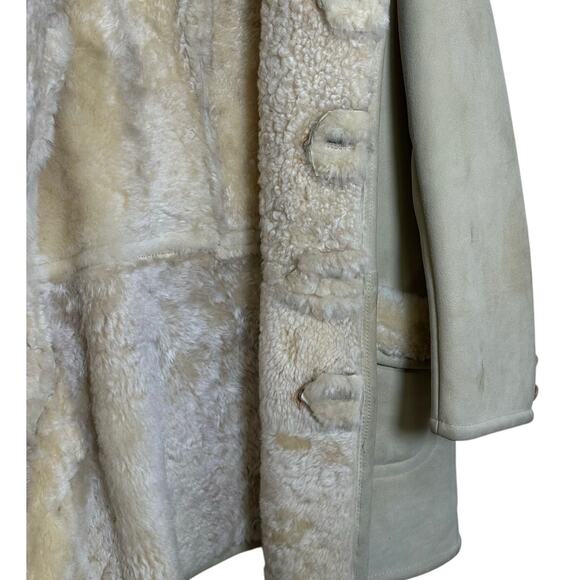 Vintage Men's Friitala Finland Genuine Suede Shearling Coat sz 54=L - Picture 5 of 16
